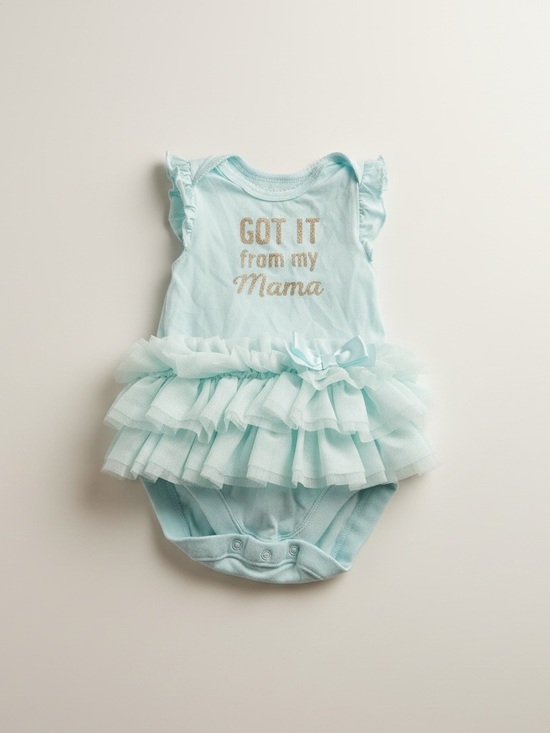 Carter's Other - Light Blue Tutu “Got it from my Mama” Glitter Gold One Piece 18-24M